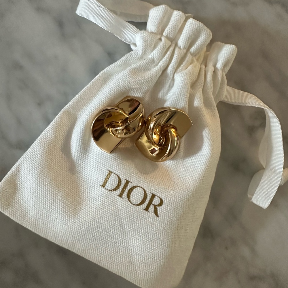 Christian Dior Gold Twist Earrings Authentic Vintage